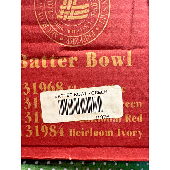 NEW Longeberger Batter Bowl 2 Qt Woven Traditions Heritige Green Vtg USA Made - Picture 6 of 6